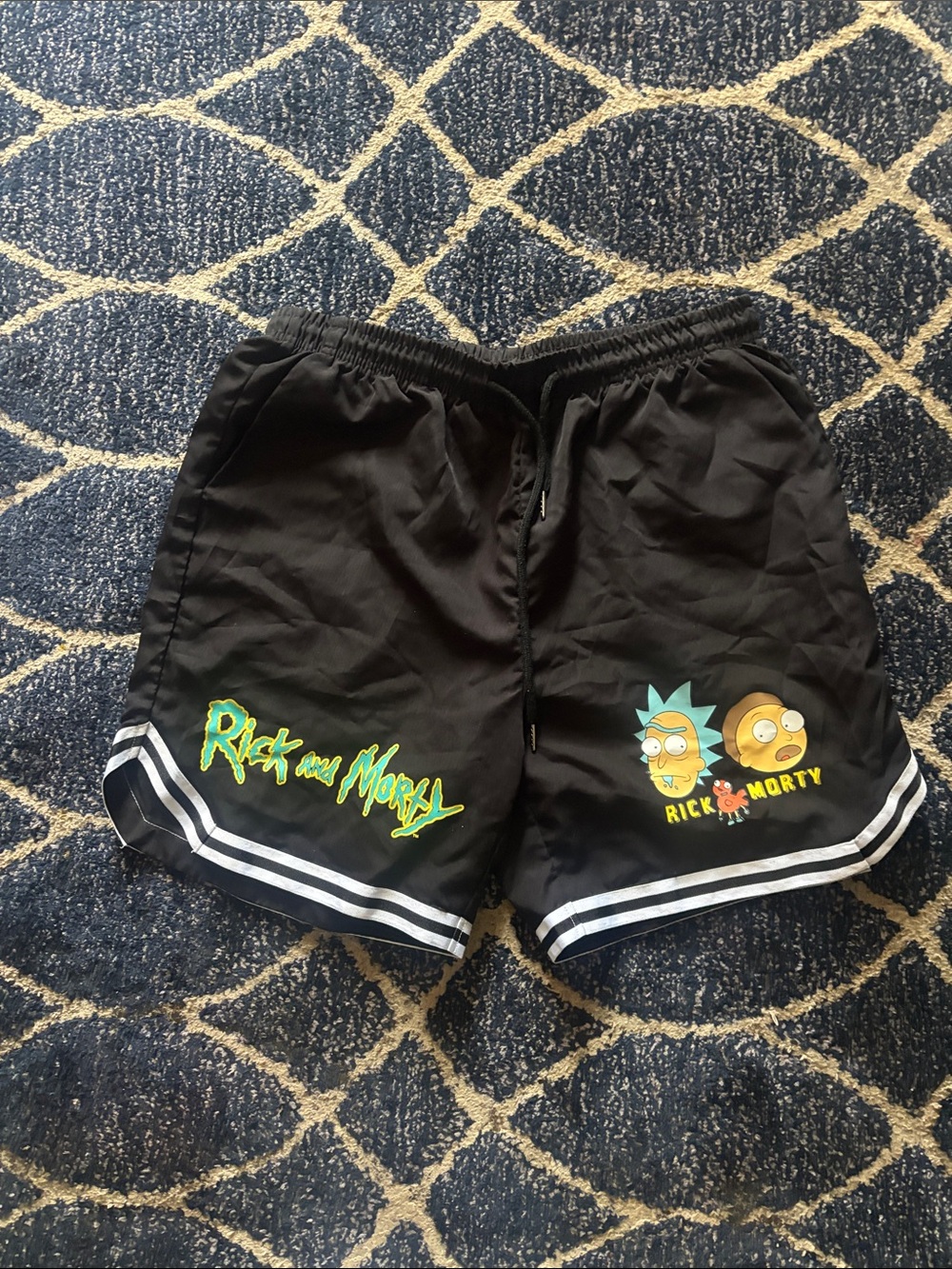 ROMWE Black Rick and Morty Graphic Men’s Midi Shorts